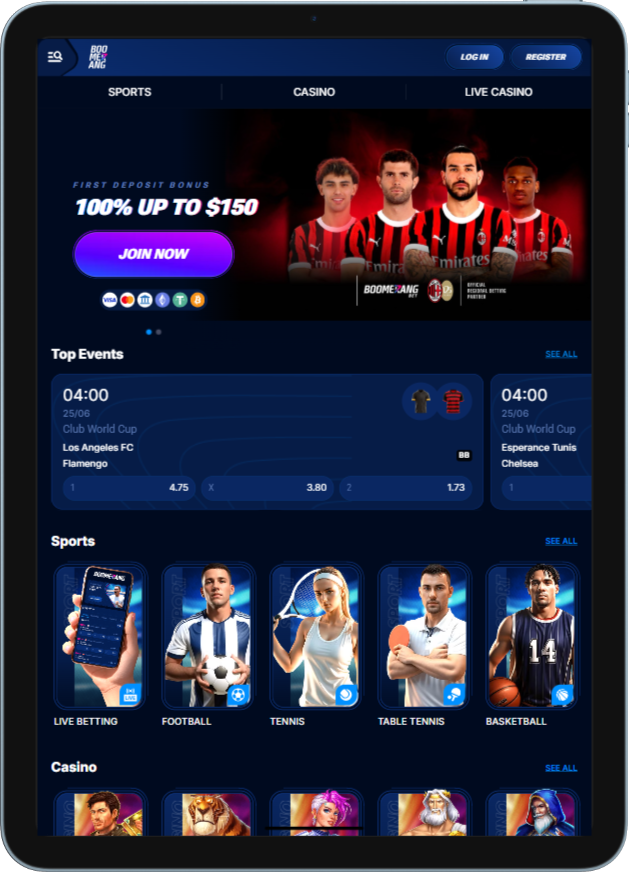 Boomerang Bet Mobile App & Browser Version